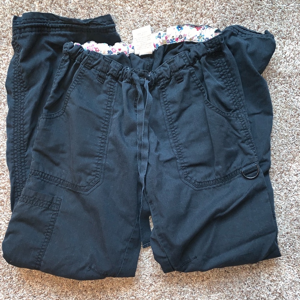 Black koi scrub pants